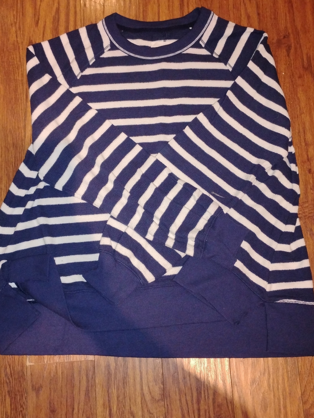 aerie Navy and White Striped Crewneck Sweater